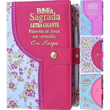 Imagem de Bíblia Com Letra Grande - Com Harpa E Corinhos Femin Rosa