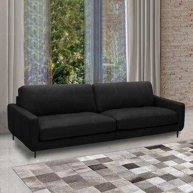 Imagem de Sofá Decorativo Isaac 4 Lugares Sala de estar 270cm Pés em Aço Couro Preto G88 - Gran Belo