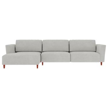 Imagem de Sofá 345cm com Chaise Esquerda Franz Suede Cinza - Gran Belo