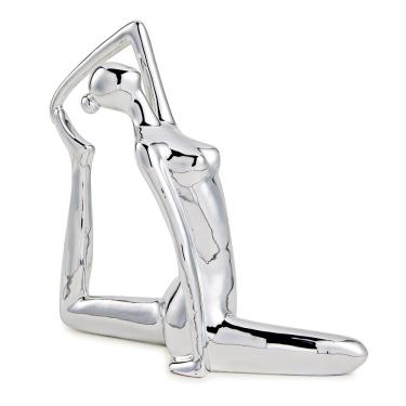 Imagem de Escultura Decorativa de Yoga em Porcelana 18,5x19,5x6,5 Prata - Gran Belo