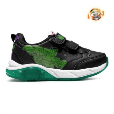 Imagem de Tênis Marvel Hulk Infantil Sem Cadarço, 26, Preto, Verde