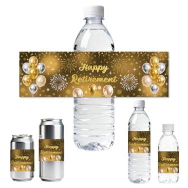 Imagem de ANATTASOUL 30 etiquetas de garrafa de água, balões e fogos de artifício, adesivos à prova d'água, 21,5 x 6,4 cm, adesivo retangular para garrafas de água para casamento, aniversário, festa, evento