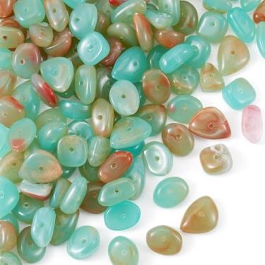 Imagem de Contas de acrílico de 50 g a granel para fabricação de joias Pepitas, contas espaçadoras de plástico irregular, para brincos, pulseiras, colar, fabricação de chaveiro, turquesa pálida