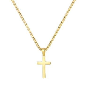 Imagem de Colar com cruz para homens, prata esterlina 925/preto/corrente de ouro, aço inoxidável, 40,6 a 55 cm, presentes para o Dia dos Pais, 12#, Prata, Sem Pedra Preciosa