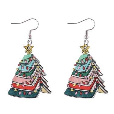 Imagem de Brincos de Natal femininos com pingente de árvore de Natal, acessórios de bijuteria de fantasia, 2inch, Aço inoxidável, Sem pedra preciosa