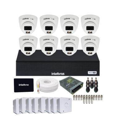 Imagem de Kit CFTV Intelbras 8 Câmeras Vhd 3220d Full Color Com Áudio DVR intelbras 1108-c  SSD 512gb Instalado