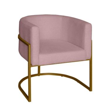 Imagem de Poltrona Base Industrial Dourado Sala De Estar Lety Veludo S05 - D'rossi Cor Rose