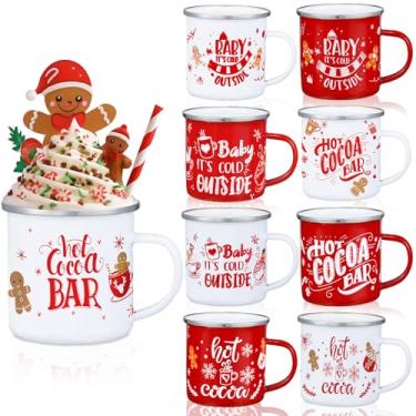 Imagem de Yaomiao 9 peças de canecas esmaltadas de Natal a granel homem de gengibre canecas quentes de cacau canecas de café de férias de inverno 340 g copos de Natal para chá, chocolate, leite, bebidas quentes