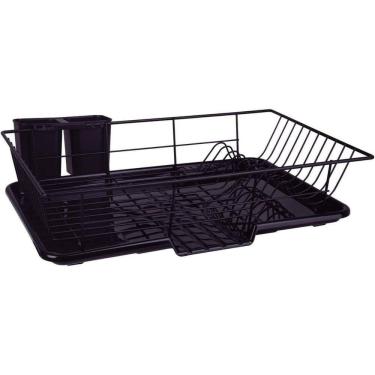 Imagem de Escorredor De Louças Com Bandeja 18 Pratos Preto - Mor