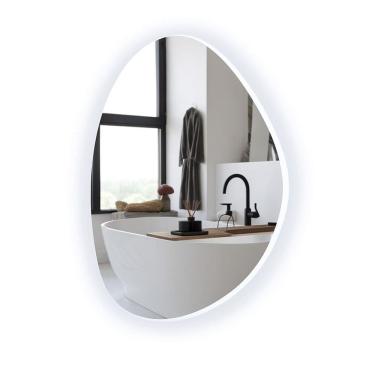 Imagem de Espelho Orgânico Grande Com Led Frio 80X60Cm Lapidado Sala