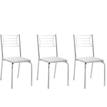 Imagem de Kit 3 Cadeiras Nanda Cromada Branco