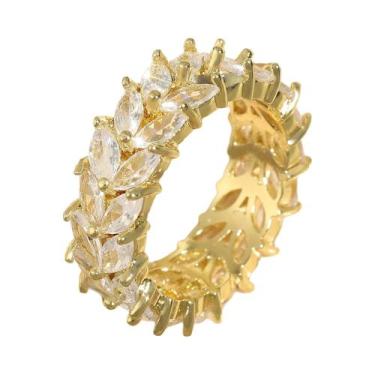 Imagem de Anel De Noivado Feminino Banhado a Ouro 18K Com Zircônia Cúbica Baguet