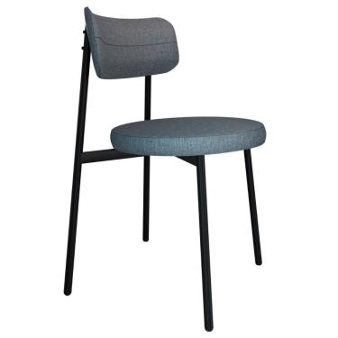 Imagem de Cadeira De Jantar Estofada Fixa Nyka M25 Linho Cinza - Mpozenato