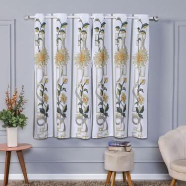 Imagem de Cortina Flores Semi Blackout 2.00 X 1.50 Desenho em Efeito Bordado 3D 