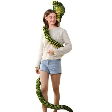 Imagem de Bicho de pelúcia ELAINREN Jumb Green Cobra com 2,4 m de comprimento