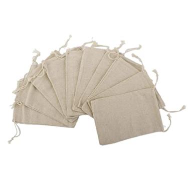 Imagem de Luzhengyang Sacos de cordão de musselina natural, sacos de musselina bronzeada clara para lembrancinhas de festa, petiscos assados e presentes - Sacos de tecido 100% algodão com cordão (pacote com 10)