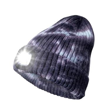 Imagem de Gorro de LED com luz, recarregável, gorro unissex de malha quente de inverno para acampamento, corrida, caminhada, gorro de malha para presente para homens, mulheres e crianças