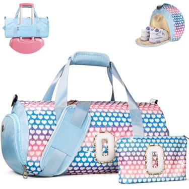 Imagem de Vogewood Presente para meninas de 3, 4, 5, 6, 7, 8, 9, 10, 11 e 12 anos, bolsa de viagem para meninas, bolsa infantil com compartimento para sapatos, bolsa de dança de balé de ginástica personalizada