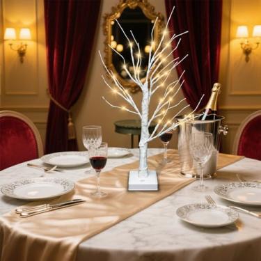 Imagem de Vicktree Bétula de LED, árvore artificial de 6 m com luzes brancas quentes, temporizador operado por bateria, decoração de mesa interna para Natal, Páscoa (bétula)