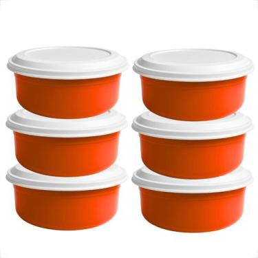 Imagem de Kit Saladeira 4,6L 10 Unidades Coloridas com Tampa Branca Em Plástico 