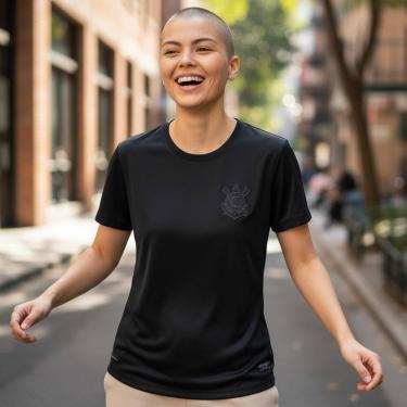 Imagem de Camisa Corinthians Gola Careca All Black Dry Feminina