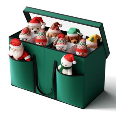 Imagem de Caixa de armazenamento de estatueta de Natal e recipientes de armazenamento de quebra-nozes com tampa visível e divisórias de papelão, mantém 8 itens colecionáveis de figurina de 38 cm, bolsa de