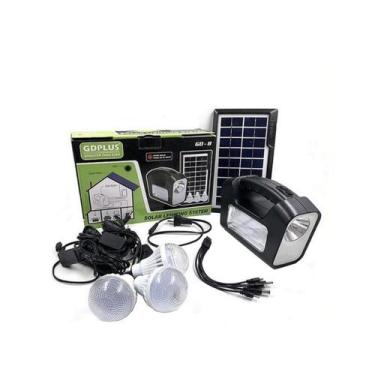 Imagem de Kit solar de emergência para acampamento GDPLUS GD-8 com 3 lâmpadas LE