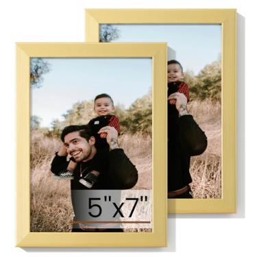 Imagem de Heimlove Conjunto de 2 porta-retratos 12,7 x 17,8 cm, molduras douradas de 12,7 x 17,8 cm, porta-retratos 12,7 x 17,8 cm, colagem de galeria de parede ou suporte de parede, moldura de pôster para