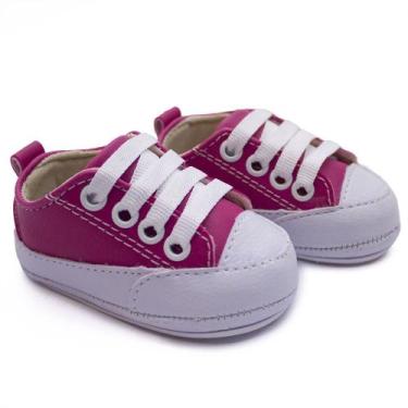 Imagem de Tênis Infantil Bebê Menina Cadarço Liso Moda Confortável Sola Macia - 