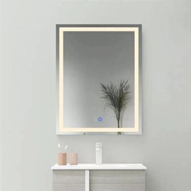 Imagem de Espelho retangular jateado com Led 70x90 - Cebrace , LED BRANCO FRIO