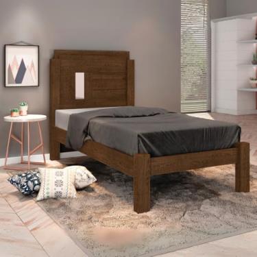 Imagem de Cama Solteiro Padrão MDF Detalhe em Espelho Amanda Chocolate