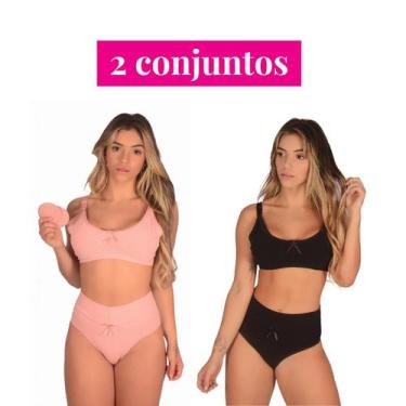 Imagem de Kit 2 Conjuntos (Sutiã Amamentação +Calcinha Cós Alto Pós Parto) Sutia