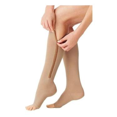Imagem de Meias De Compressão C/  Zíper Tratamento para Varizes Edema Trombose e