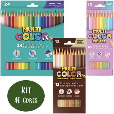 Imagem de Kit Lápis de Cor 46 Cores Multicolor Faber Castell Cores Básicas Paste