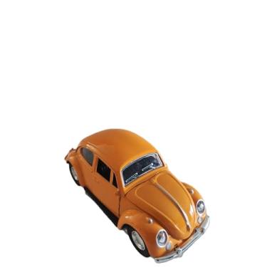 Imagem de Miniatura de Carro Colecionável Fusquinha, Carrinho de Ferro com Portas que Abrem, Escala 1:32, 12cm, com Sistema de Fricção (Amarelo Escuro)