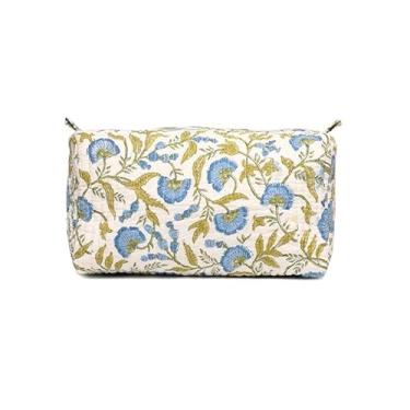 Imagem de Bolsa de higiene de algodão com estampa floral com bloco de mão para mulheres, bolsa de cosméticos para maquiagem, kit organizador de joias, bolsa de armazenamento, acessórios de viagem, essenciais