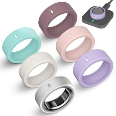 Imagem de Pacote com 6 capas de anel compatíveis com Oura Ring Gen 4/Oura Ring Gen 3 Horizon/Gen 3 Heritage, Surport Charging com capa, protetor de anel de silicone elástico antiarranhões para homens mulheres