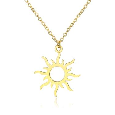 Imagem de Rnivida Colar Sunburst para mulheres, joia de sol banhada a ouro 14K para ela, Medium, Latão, Sem Pedra Preciosa