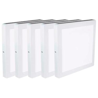 Imagem de Kit 5 Luminária Plafon Led Quadrado Sobrepor 24W 6500K Noll