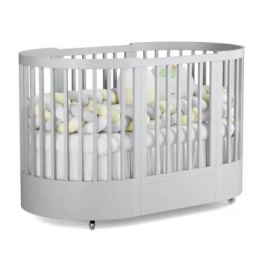 Imagem de Berço Redondo 3 em 1 Divicar Wave: Evolutivo do Berço à Minicama, Design e Segurança para o Quarto do Bebê (CINZA)