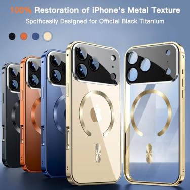 Imagem de KMAMBAG Capa magnética fina para iPhone 12 Pro Max de 6,7 polegadas [anel de proteção de câmera de metal avançado] [projetado para MagSafe] [nunca amarela] parte traseira transparente de policarbonato rígido amigo da pele, capa de telefone - roxo transparente