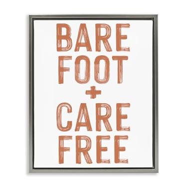 Imagem de Stupell Industries Barefoot Carefree Summer Sentiment Black Framed Floater Canvas Wall Art, design by Lettered and Lined, 21 x 17
