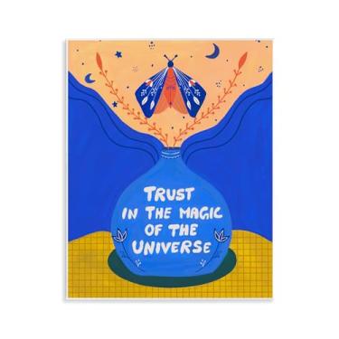 Imagem de Stupell Industries Arte de placa de parede Trust In Magic Of Universe, design de Nabeela Rumi, 14 x 11