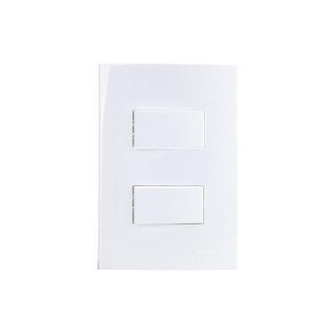 Imagem de Interruptor Simples E Interruptor Paralelo Margirius Sleek 10a Com Placa 4x2 Branco Branco
