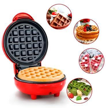 Imagem de Máquina Waffle Mini Elétrica Lanches Diversão 110V - Pequena, Potente e Fácil de Limpar