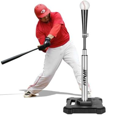 Imagem de Camiseta de beisebol para rebatidas de softbol – 63,5 cm a 109 cm de altura ajustável com base de metal pesado, haste de alumínio durável e parte superior de borracha – Camiseta de beisebol portátil