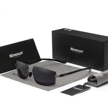 Imagem de Óculos De Sol Polarizados Masculino Moldura Quadrada Classico Protecao Uv400 Cinza Grafite