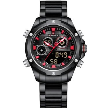 Imagem de Relógio Masculino Digital Em Aço Inoxidável Cronógrafo Impermeável Esportivo Vermelho