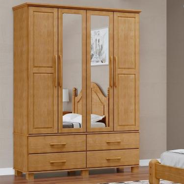 Imagem de Guarda Roupa 4p 4g Espelho Madeira Maciça 168 Cm 2252 Freijo Milani Store
