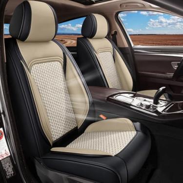 Imagem de IKABEVEM Conjunto Completo De Capas Para Assentos Carro Honda Hrv/Hr-V 2016-2024 2025-5 - Couro Ice Silk Preto E Bege